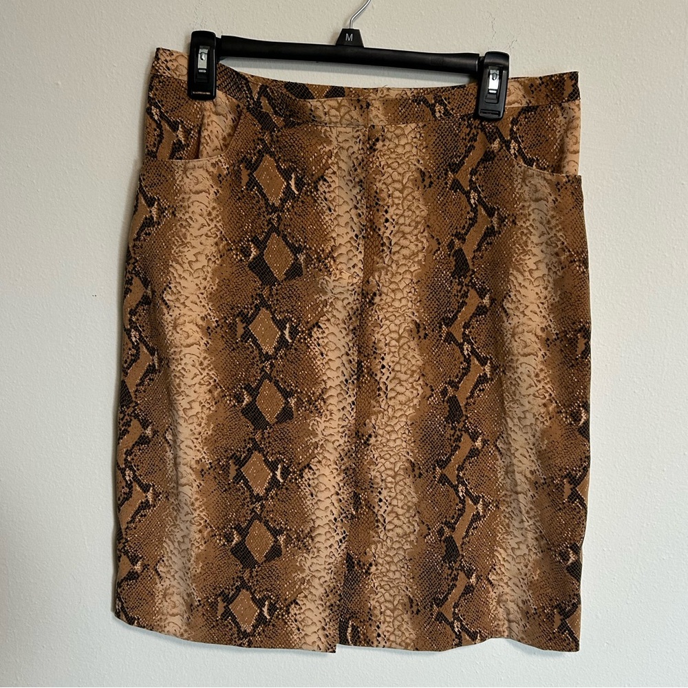Knee-Length Snakeskin Pattern Pencil Skirt Sz 10 EUC Front Slit